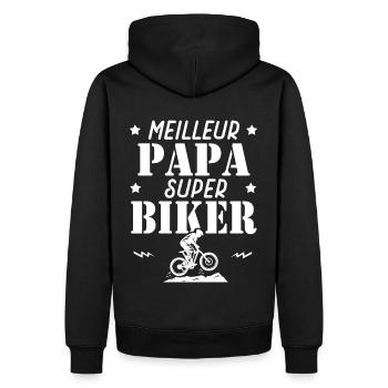 Cadeau papa meilleur papa biker vélo velo - Sweat à capuche Premium bio Homme - noir - Dos - Nico (187cm)