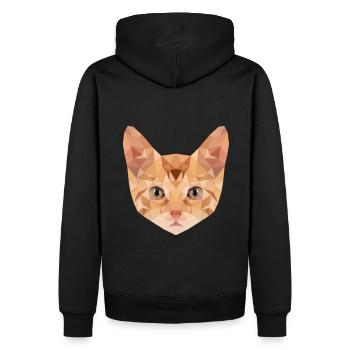 Katze | Polygon Kätzchen Kopf | Katzenkopf Kater - Männer Premium Bio Hoodie - Schwarz - Hinten - Nico (187cm)