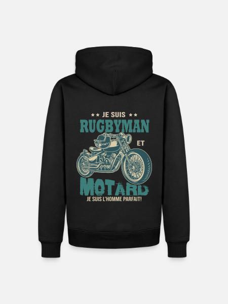 rugby motard parfait rugbyman parfait - Sweat à capuche Premium bio Homme - noir