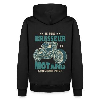 motard parfait brasseur parfait bière - Sweat à capuche Premium bio Homme - noir - Dos - Nico (187cm)