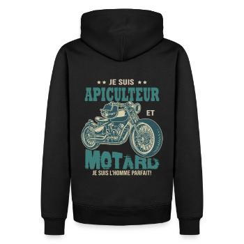 motard parfait apiculteur parfait abeille - Sweat à capuche Premium bio Homme - noir - Dos - Nico (187cm)