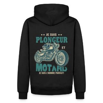 motard parfait plongeur parfait - Sweat à capuche Premium bio Homme - noir - Dos - Nico (187cm)