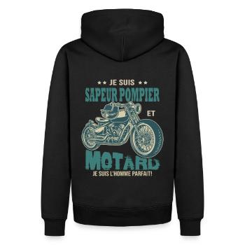 motard parfait sapeur pompier parfait - Sweat à capuche Premium bio Homme - noir - Dos - Nico (187cm)