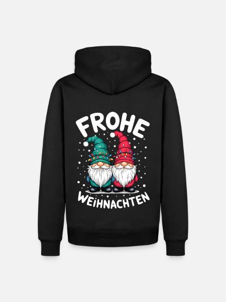 Gnom Frohe Weihnachten Wichtel niedlich Zwerg - Männer Premium Bio Hoodie - Schwarz