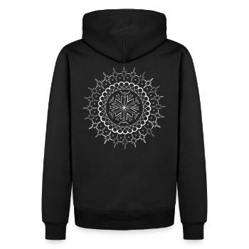 Vecteur de mandala de cristal blanc - Sweat à capuche Premium bio Homme - noir - Dos - Nico (187cm)