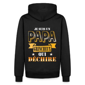 Idee cadeau je suis un Papa grincheux qui déchire - Sweat à capuche Premium bio Homme - noir - Dos - Nico (187cm)