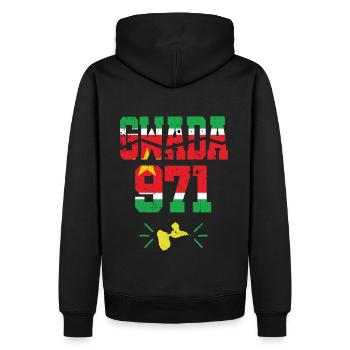drapeau guadeloupe 971 gwada de gwadloup - Sweat à capuche Premium bio Homme - noir - Dos - Nico (187cm)