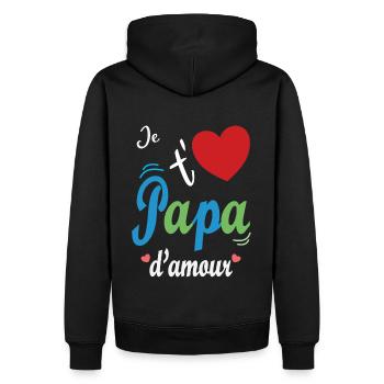 je t'aime papa d'amour pour Fête Des Pères - Sweat à capuche Premium bio Homme - noir - Dos - Nico (187cm)