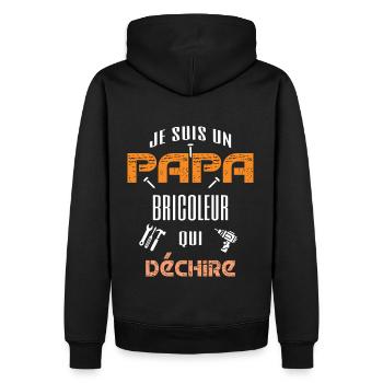 je suis un papa bricoleur qui déchire - Sweat à capuche Premium bio Homme - noir - Dos - Nico (187cm)