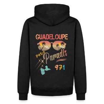 idee cadeau guadeloupe petit paradis 971 gwada - Sweat à capuche Premium bio Homme - noir - Dos - Nico (187cm)