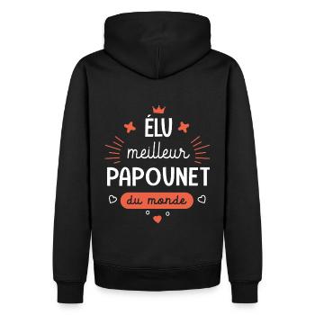 Meilleur Papounet du monde Cadeau papa - Sweat à capuche Premium bio Homme - noir - Dos - Nico (187cm)
