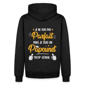 parfait mais un papounet trop génial Cadeau papa - Sweat à capuche Premium bio Homme - noir - Dos - Nico (187cm)