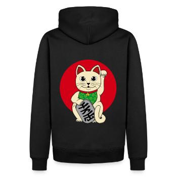 Lucky Cat - Men’s Premium Organic Hoodie - black - Back - Nico (187cm)