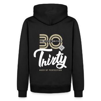 30 Jahre dreißig Geburtstagsgeschenk 30 Jahre - Männer Premium Bio Hoodie - Schwarz - Hinten - Nico (187cm)