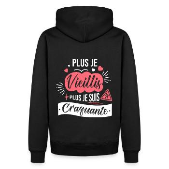 plus je vieillis plus craquante drôle anniversaire - Sweat à capuche Premium bio Homme - noir - Dos - Nico (187cm)