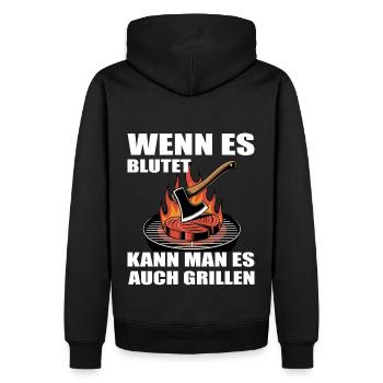 Grillen BBQ Grill - Männer Premium Bio Hoodie - Schwarz - Hinten - Nico (187cm)