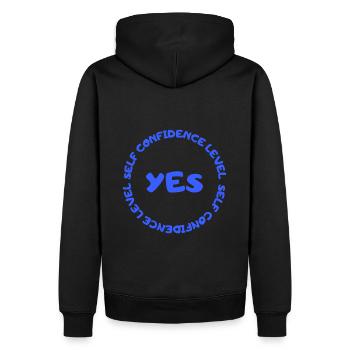 Niveau de confiance en soi OUI bleu - Sweat à capuche Premium bio Homme - noir - Dos - Nico (187cm)