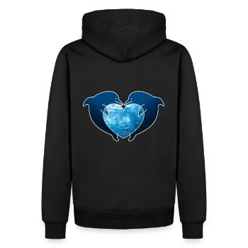Delfin Liebe - Männer Premium Bio Hoodie - Schwarz - Hinten - Nico (187cm)