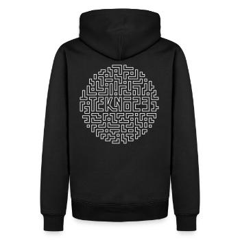 Tekno 23 - Men’s Premium Organic Hoodie - black - Back - Nico (187cm)