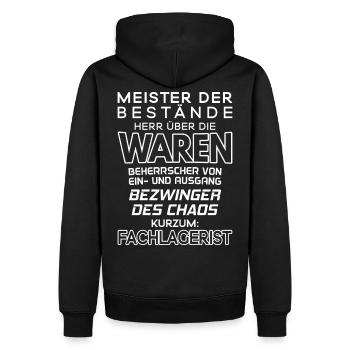 Fachlagerist/Lager/Handelsfachpacker/Lagerarbeiter - Männer Premium Bio Hoodie - Schwarz - Hinten - Nico (187cm)