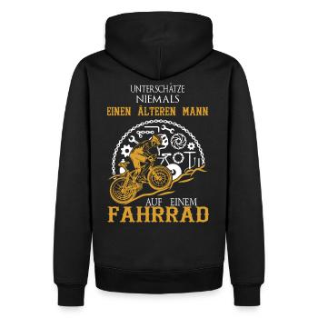 Alter Mann Fahrrad - Männer Premium Bio Hoodie - Schwarz - Hinten - Nico (187cm)
