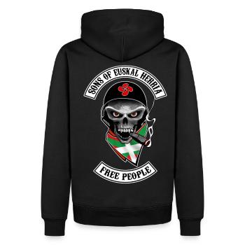 euskal herria design 12 - Sweat à capuche Premium bio Homme - noir - Dos - Nico (187cm)