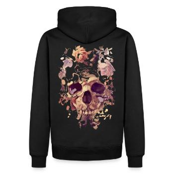 Totenkopf mit Rosen - Männer Premium Bio Hoodie - Schwarz - Hinten - Nico (187cm)