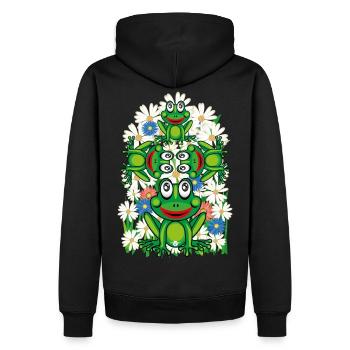 16 Fleurs grenouilles grenouilles - Sweat à capuche Premium bio Homme - noir - Dos - Nico (187cm)