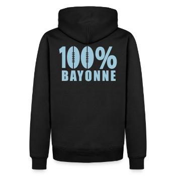 100 % Bayonne ballon rugby - Sweat à capuche Premium bio Homme - noir - Dos - Nico (187cm)