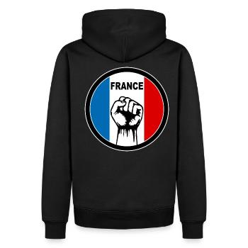 france logo - Sweat à capuche Premium bio Homme - noir - Dos - Nico (187cm)