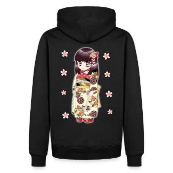 Japanisches süßes Kimono-Mädchen - Männer Premium Bio Hoodie - Schwarz - Hinten - Nico (187cm)