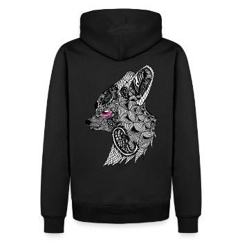 Tatouage animal & tribaux, cadeau, anniversaire, renard - Sweat à capuche Premium bio Homme - noir - Dos - Nico (187cm)