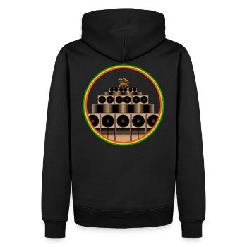 Système de son reggae - Sweat à capuche Premium bio Homme - noir - Dos - Nico (187cm)