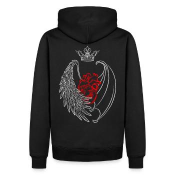 Heart Wings Angel or Devil - Men’s Premium Organic Hoodie - black - Back - Nico (187cm)