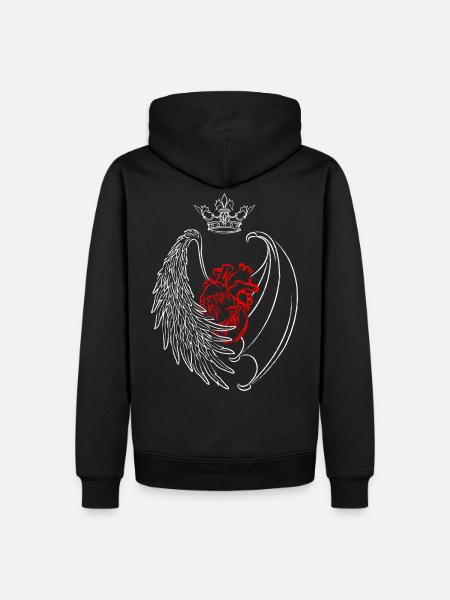 Herzflügel Engel oder Teufel - Männer Premium Bio Hoodie - Schwarz