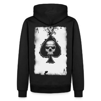 Pik Ass Totenkopf Casino Spielkarte - Männer Premium Bio Hoodie - Schwarz - Hinten - Nico (187cm)