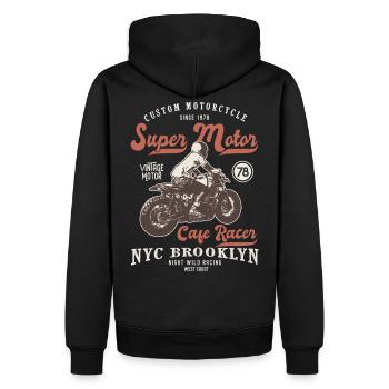 super motor racer mortorcycle custom moto vintage - Sweat à capuche Premium bio Homme - noir - Dos - Nico (187cm)