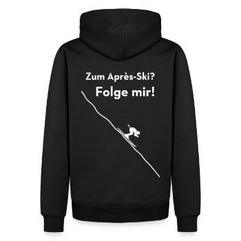 À l’après-ski, suivez-moi le drôle de dicton. - Sweat à capuche Premium bio Homme - noir - Dos - Nico (187cm)