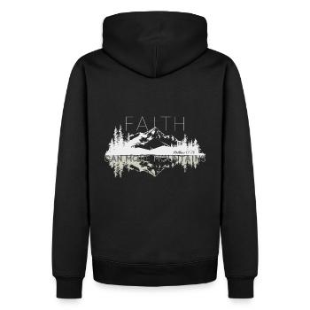 Faith can move Mountains, christliches Geschenk. - Männer Premium Bio Hoodie - Schwarz - Hinten - Nico (187cm)