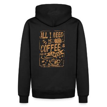 Kaffee Und Kamera - Männer Premium Bio Hoodie - Schwarz - Hinten - Nico (187cm)