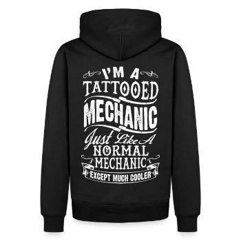 Drôle de mécanicien tatoué - Sweat à capuche Premium bio Homme - noir - Dos - Nico (187cm)