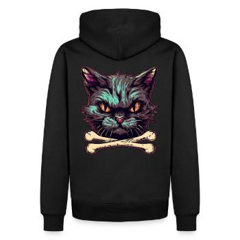 Devils Cat - Böse Katze - Männer Premium Bio Hoodie - Schwarz - Hinten - Nico (187cm)