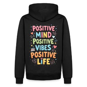 Positivité - Sweat à capuche Premium bio Homme - noir - Dos - Nico (187cm)