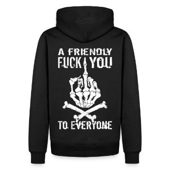 Un fuck you amical à tout le monde - Version allemande - Sweat à capuche Premium bio Homme - noir - Dos - Nico (187cm)