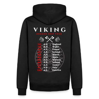 Viking World Tour-Wikinger Welttournee - Männer Premium Bio Hoodie - Schwarz - Hinten - Nico (187cm)