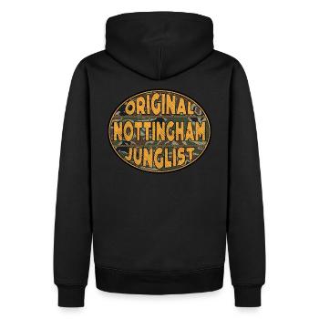 DNB Original Nottingham Junglist Drum n Bass UK - Men’s Premium Organic Hoodie - black - Back - Nico (187cm)