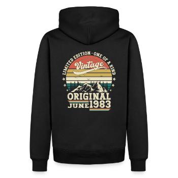 40th Birthday Man Original June Vintage 1983 - Men’s Premium Organic Hoodie - black - Back - Nico (187cm)