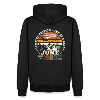 40th Birthday Man June Year 1983 Original - Men’s Premium Organic Hoodie - black - Back - Nico (187cm)