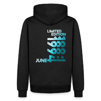29e anniversaire juin 1994 Edition Limitée - Sweat à capuche Premium bio Homme - noir - Dos - Nico (187cm)