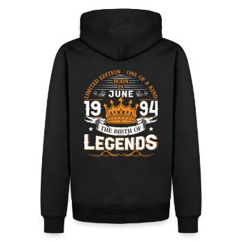 29. Geburtstag Mann Juni Jahrgang 1994 Legendary - Männer Premium Bio Hoodie - Schwarz - Hinten - Nico (187cm)